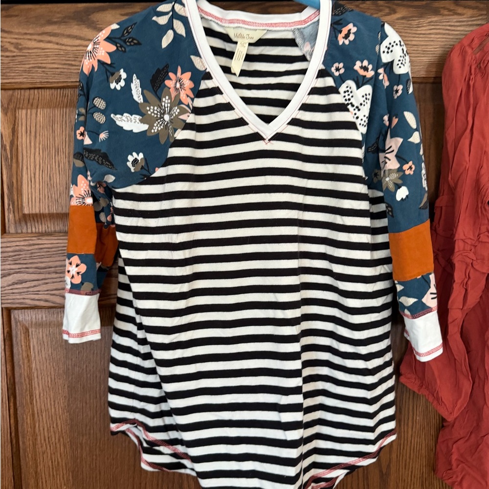 Matilda Jane Medium Floral and Striped Women's Top